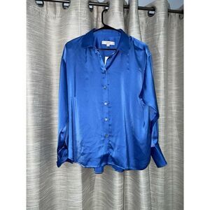 Loft Satin Beautiful Button Down Shirt M - Medium